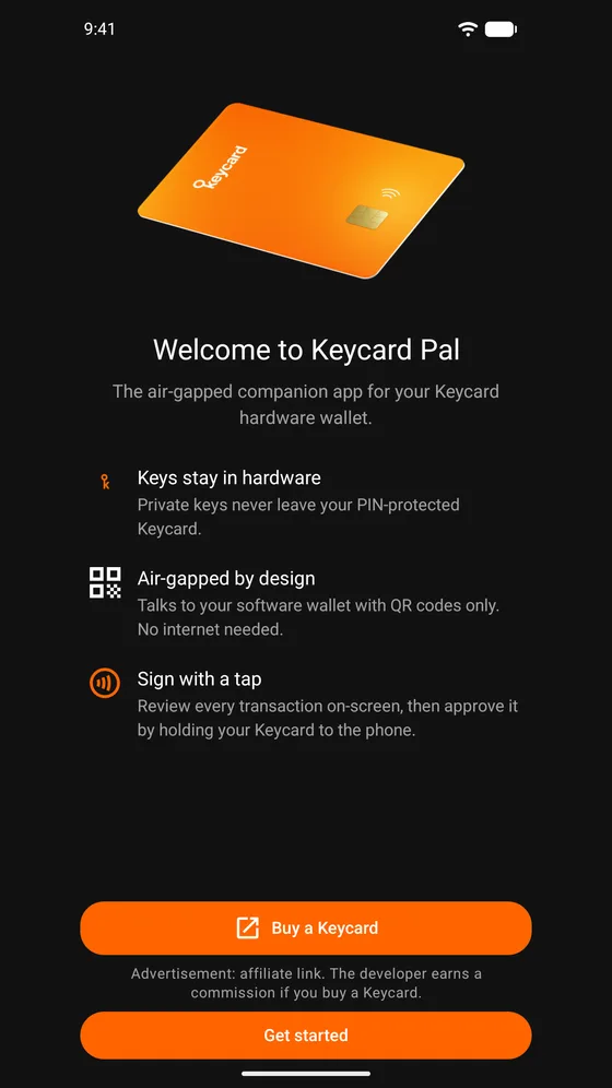Welcome screen